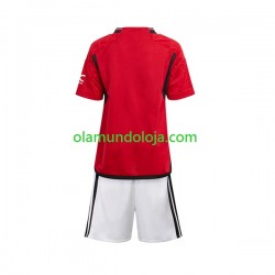 Camisola Manchester United Criança Equipamento Primeiro 2023-2024 Manga Curta